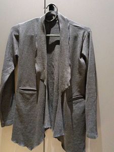 Gray Open Front Drape Jacket