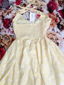 Yellow Polka Dot Halter Dress