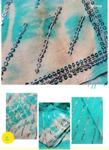 Brand New Turquoise Sequined saree &amp; blouse
