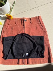 h n m black top with skirt