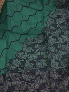 Blue Green Pure Cotton Saree with blouse piece