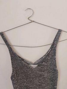 Trendy And Cute Gray Knit Tank Top