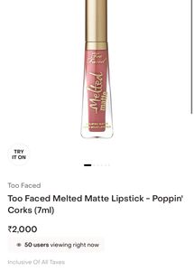 Too Faced Liquid Lipstick— Poppin Corks