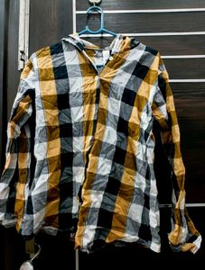 Casual Plaid Hooded Shirt