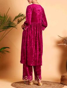 Velvet Embroidered Kurta