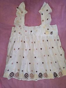 Boho Embroidered White Top