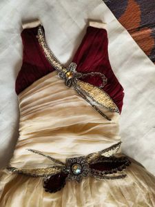 Girls Party Wear Designer Gown – Cream &amp; Marrun