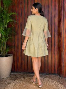 Stylish Dress with Embellished Neck