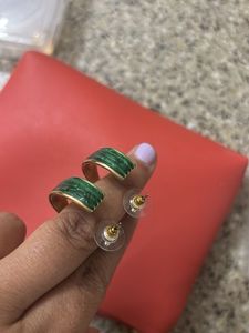 Elegant Green &amp; Gold Hoop Earrings