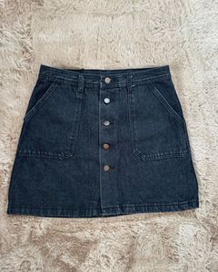 Denim Button-Front Mini Skirt