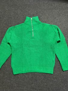 Green Half-Zip Knit Sweater