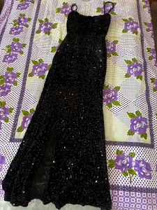Sparkling Black Sequin Maxi Dress