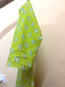 Bright Green Floral Print Kurta