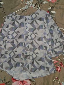Geometric Print Bell Sleeve Top