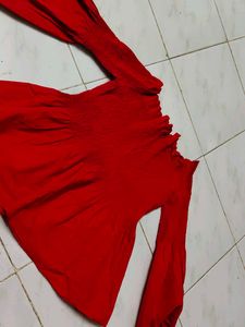 Red Bell Sleeve Off-Shoulder Top