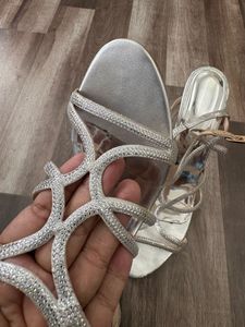 Silver Diamond Strappy Heels