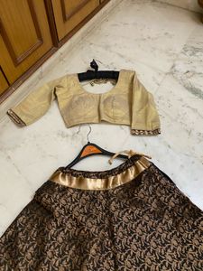 Beautiful black &amp; gold lehenga set with matching g