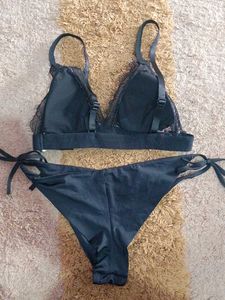 Leopard Print Lace Trim Bikini Set