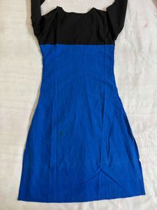Blue &amp; Black Kurta with Lace Detail