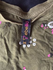 Olive Green Printed Crop Top