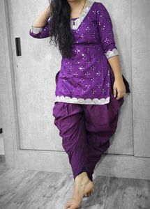 Vibrant Purple Kurta with Dhoti Pants
