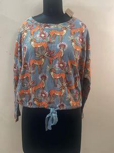 Chic Cheetah Print Tie-Front Top