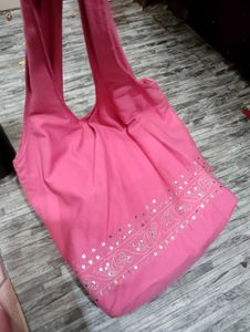 Pink Tote Bag with Sequins