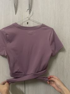 Mauve Twist-Hem Cropped Top