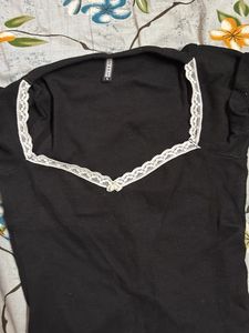 Black Lace Trimmed Top