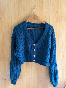 Shein Cable Knit Crop Cardigan