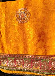 Exquisite Orange Saree Intricate Embellishmen