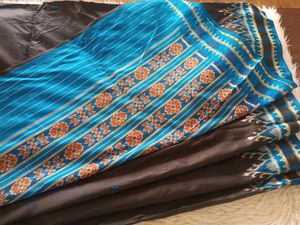 Black With Blue Bordered Saree