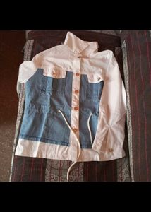 Stylish White Cotton Top with Blue Denim