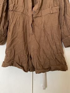 Brown Collared Jumpsuit