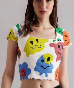 Funky Graphic Print Crop Top