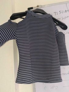 Striped Cold Shoulder Top