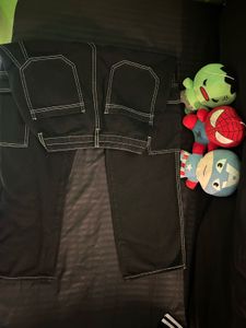Black Cargo Pants with White Stitching