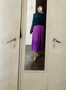 Zara Satin Flowy Purple Skirt