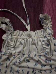 Floral Ruffle Strap Crop Top, size M