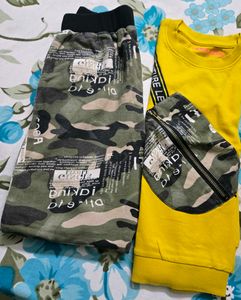 Kids Yellow Sweatshirt &amp; Camo Pants Set