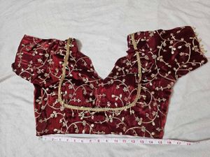 Fully Stitched Maroon Embroidered Blouse