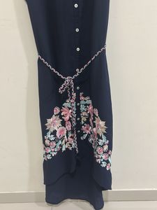 Ateesa Designer Navy Floral Embroidered Suit