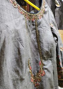 Elegant Grey Anarkali Gown full size