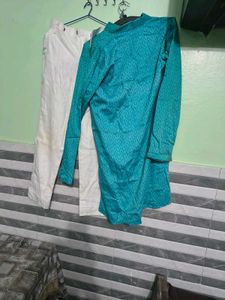 Blue kurta with white trouser used twice no coin