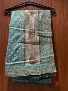 Beautiful Teal Embellished onlySaree