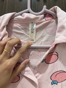 Cute Peach Print Night Dress