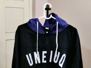💥BUY1GET1💥 IMPORTED black and purple color block anorak hooded sweatshirt