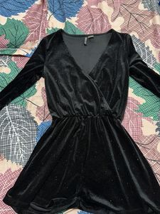 H&M black Velvet Sparkle Playsuit