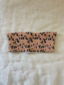 Smocked Leopard Print Bikini Top