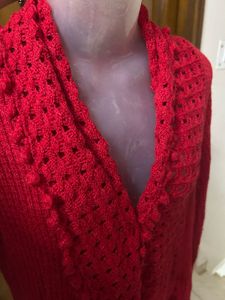 Red Knit Cardigan
